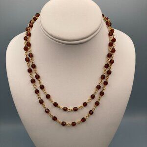 Cathedral Cut Rust Colored Single Strand Beads, 36" long Costume Jewelry Vintage
